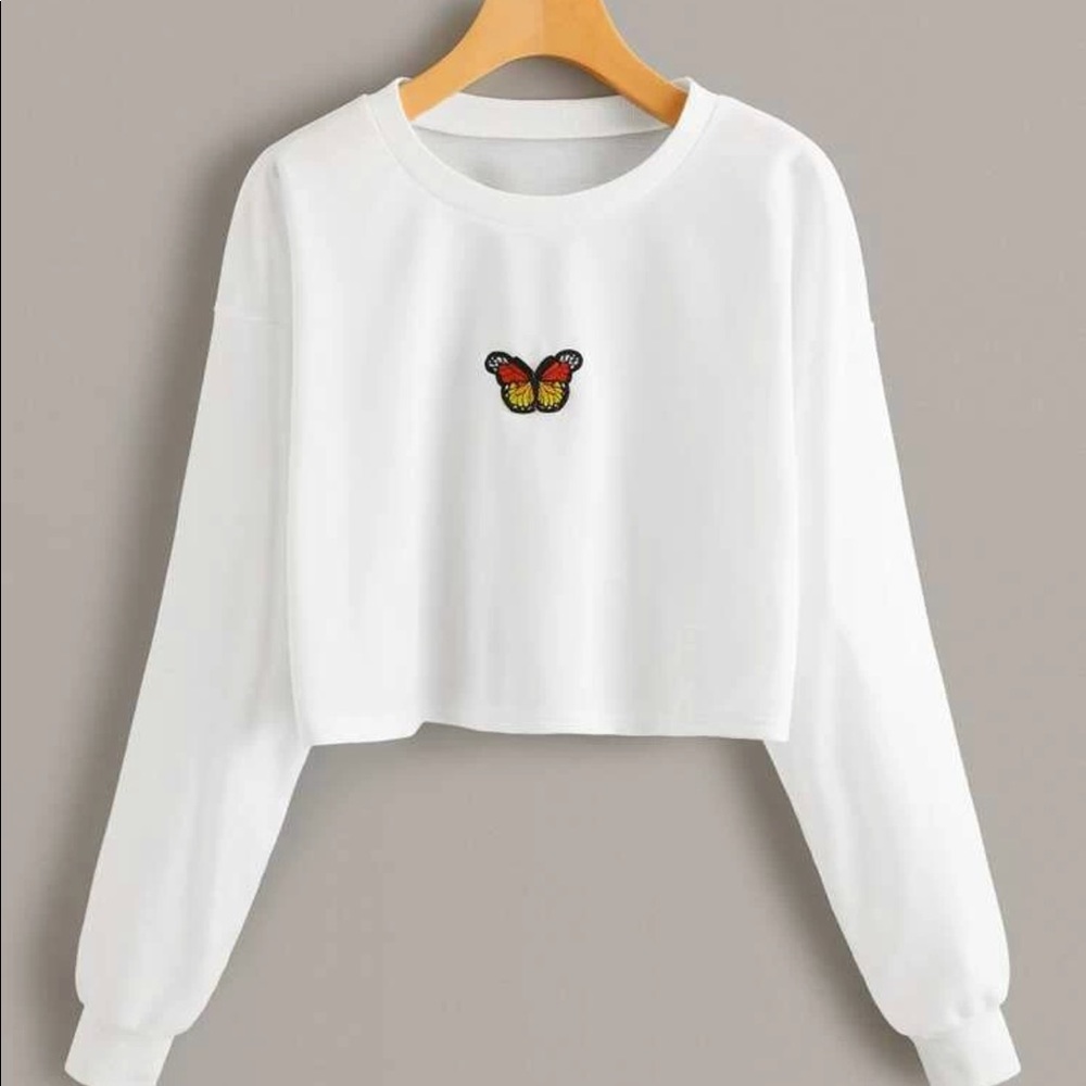 Butterfly cropped crewneck